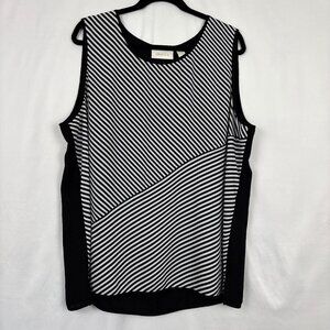 Chico's Sleeveless Diagonal Striped Tank Top Black White Women's Size 4‎ XXL